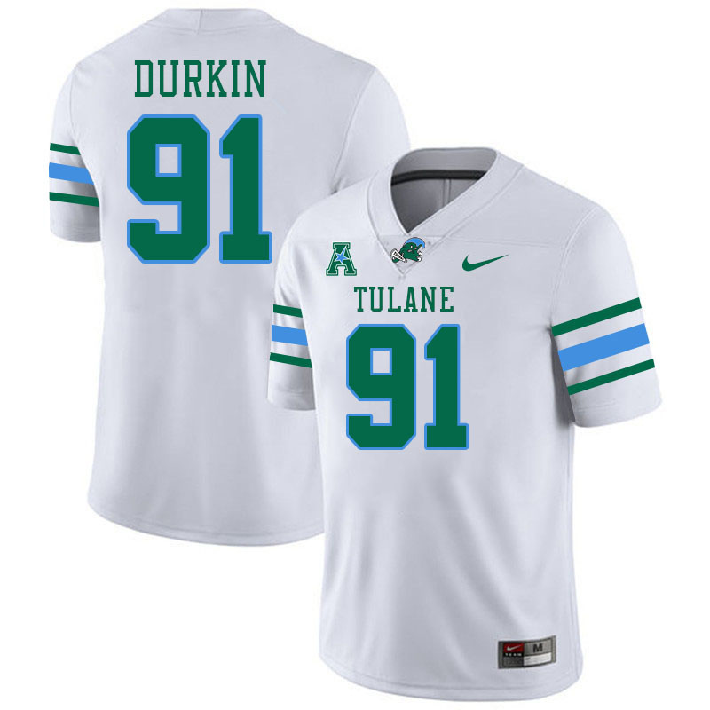 #91 Patrick Durkin Tulane Green Wave Jersey College Football Uniforms,Apparels Stitched-White